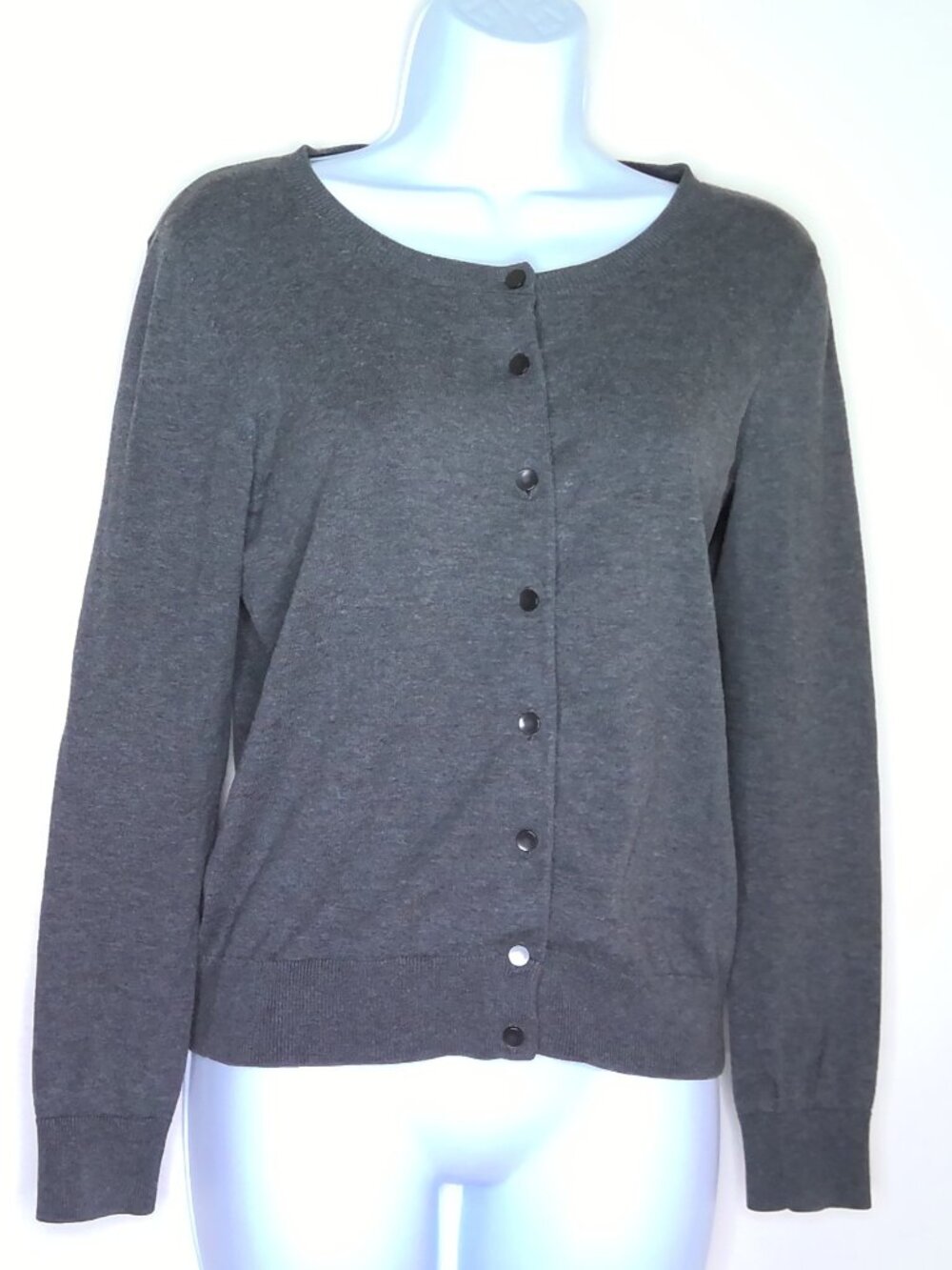 Talbots Petites Charcoal Gray Cardigan Sweater Pima Cotton Soft Sz P (XS / 0-2)